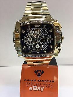 Men Aqua Master Jojo Jojino Joe Rodeo Yellow Metal Band 51mm Diamond Watch W#354