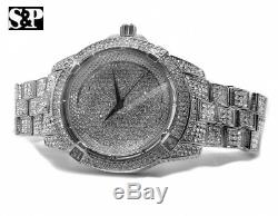 Men Hip Hop White Gold Plated Iced Bling Quavo Metal Band Clubbing Watch
