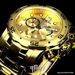 Men Invicta Pro Diver Scuba 18kt Gold Plated Steel Chronograph 48mm Watch New