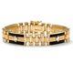 Men's 1.48 Tcw Cz Onyx 14k Gold-plated Panther-link Bracelet