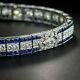 Men's 15ct Round Cut Lab Created Sapphire Tennis Bracelet 925 Silver Gold Plated