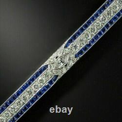 Men's 15Ct Round Cut Lab Created Sapphire Tennis Bracelet 925 Silver Gold Plated