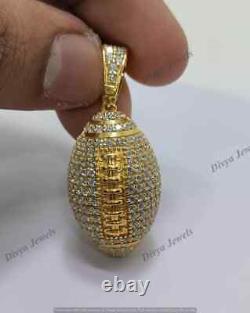 Men's 2.00 CT Round Cut Moissanite Football Charm Pendant 14K Yellow Gold Plated