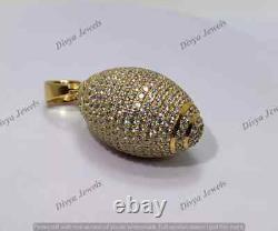 Men's 2.00 CT Round Cut Moissanite Football Charm Pendant 14K Yellow Gold Plated