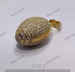 Men's 2.00 CT Round Cut Moissanite Football Charm Pendant 14K Yellow Gold Plated