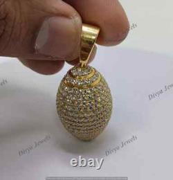 Men's 2.00 CT Round Cut Moissanite Football Charm Pendant 14K Yellow Gold Plated