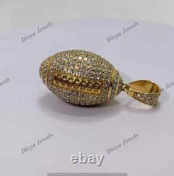 Men's 2.00 CT Round Cut Moissanite Football Charm Pendant 14K Yellow Gold Plated