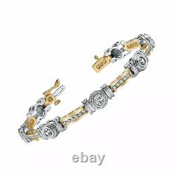 Men's 3.50 Ct Round Cut Real Moissanite Tennis Bracelet 14k Two Tone Gold Plated