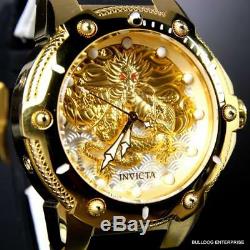 Men's Invicta Bolt Dragon Automatic Gold Plated White 52mm Silicone Watch New