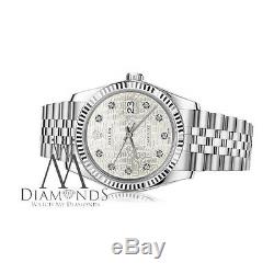 Men's Rolex 36mm 18K & SS Datejust Diamond Silver Jubilee Metal Plate Watch