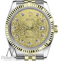 Men's Rolex 36mm Datejust 2 Tone Diamond Dial with Champagne Gold Jubilee Metal