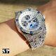 Men's White Gold Plated Iced Luxury Migos Rapper's Metal Band Clubbing Watch