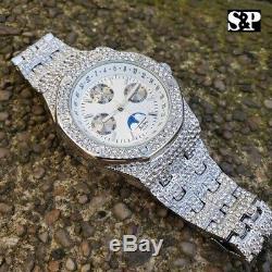 Men's White Gold plated Iced Luxury MIGOS Rapper's Metal Band Clubbing Watch