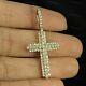 Men's Yellow Gold Plated Round Cut Simulated Diamond Cross Pendant 925 Silver