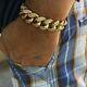 Mens 14k Gold Plated Hip Hop Bracelet Cuban Iced Bling 8 Inch X 19mm Heavy
