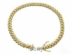 Mens 8 Inches Solid Metal 14K Yellow Gold Plated Miami CubanLink Silver Bracelet