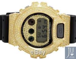 Mens Casio G Shock 6900 Yellow Gold Plated Canary Lab Diamond Watch 5.5 Ct