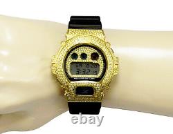 Mens Casio G Shock 6900 Yellow Gold Plated Canary Simulated Diamond Watch 5.5 Ct