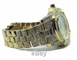 Mens Hip Hop Gold PT Quavo Iced Techno Pave Bling Rapper's Metal Band Watch