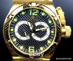 Mens Invicta Corduba Ibiza Carbon Fiber Chronograph Black Gold Plated Watch New