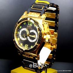 Mens Invicta Corduba Ibiza Carbon Fiber Chronograph Black Gold Plated Watch New