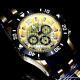 Mens Invicta Pro Diver Iii 50mm Chronograph 18kt Gold Plated Black Watch New