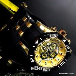 Mens Invicta Pro Diver III 50mm Chronograph 18kt Gold Plated Black Watch New