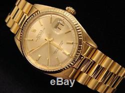 Mens Rolex Solid 18k Yellow Gold Datejust WithGold Plated President Style Bracelet