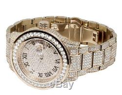 Mens Rose Gold Plated Steel Jewelry Unlimited 45MM Simulated Diamond Watch