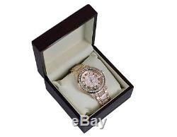 Mens Rose Gold Plated Steel Jewelry Unlimited 45MM Simulated Diamond Watch