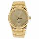 Mens Techno Pave Gold Plated Lab Diamond Dial Full Nugget Style Metal Band Watch