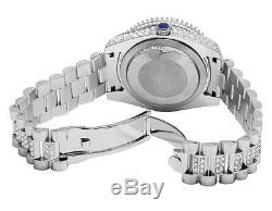Mens White Gold Plated Steel Jewelry Unlimited 40MM Simulated Diamond Watch