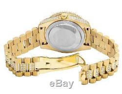 Mens Yellow Gold Plated Steel Jewelry Unlimited 40MM Simulated Diamond Watch