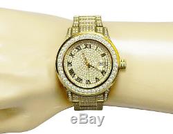 Mens Yellow Gold Plated Steel Jewelry Unlimited 45MM Simulated Diamond Watch