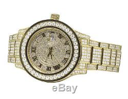 Mens Yellow Gold Plated Steel Jewelry Unlimited 45MM Simulated Diamond Watch