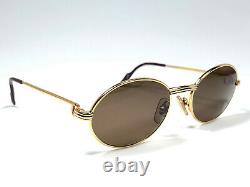 Mint Vintage Cartier St Honore 49mm Gold Brown Lenses Sunglasses France 18k