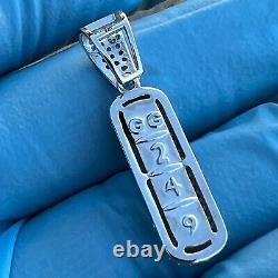 Moissanite 1.30Ct Round Cut Bar Pill Pendant 14K White Gold Plated Free Chain