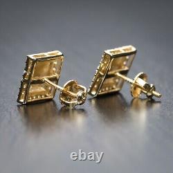 Moissanite 14K Yellow Gold Plated Silver Men's Nugget Stud Earrings 1.00 Carat