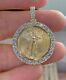Moissanite 2.30ct Round Cut Medallion Liberty Coin Pendant Yellow Gold Plated