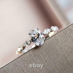 Moissanite Engagement Ring 1.5Ct Oval Cut 14k Gold Plated Promise Bridal Ring