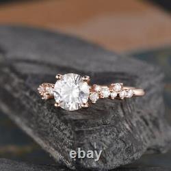 Moissanite Round Infinity Cluster Engagement Ring 1.50 Ct 14K Rose Gold Plated