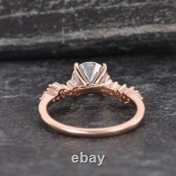 Moissanite Round Infinity Cluster Engagement Ring 1.50 Ct 14K Rose Gold Plated
