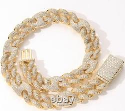 Moissanite White Gold Plated Ice Cuban Bracelet in Hip Hop Style VVS1 20mm