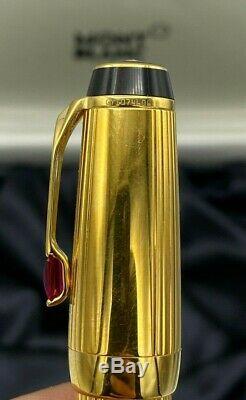 Montblanc Boheme Rouge Fountain Pen Gold Plated Gordon Red Stone 18K Broad Nib
