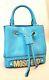 Moschino Bag Stud Leather Gold Plate Metal Shoulder Crossbody Blue Italy New
