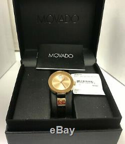 Movado 3600202 Women's Swiss Bold Rose Gold Ion-Plated Bangle Watch NEW