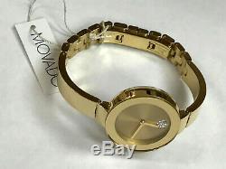 Movado Bold 3600201 Champagne Dial Gold Ion-plated Ladies Quartz Watch WARRANTY