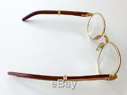 NOS vintage CARTIER BAGATELLE eyeglasses sunglasses gold plated rose wood 52/18