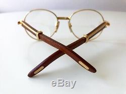 NOS vintage CARTIER BAGATELLE eyeglasses sunglasses gold plated rose wood 52/18