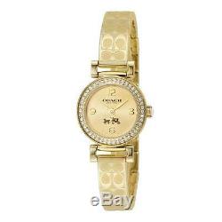 NWT Coach WOMEN'S SIGNATURE ETCHED Gold Plated Tone BANGLE WATCH 24mm 14502202